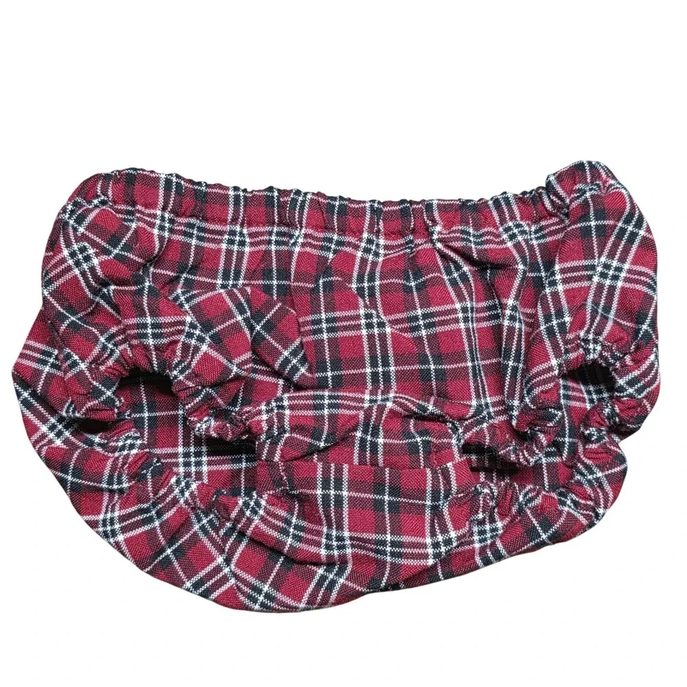 Gymboree 12 mo Red Plaid Sleeveless Jumper Dress and Diaper Cover Set Holiday